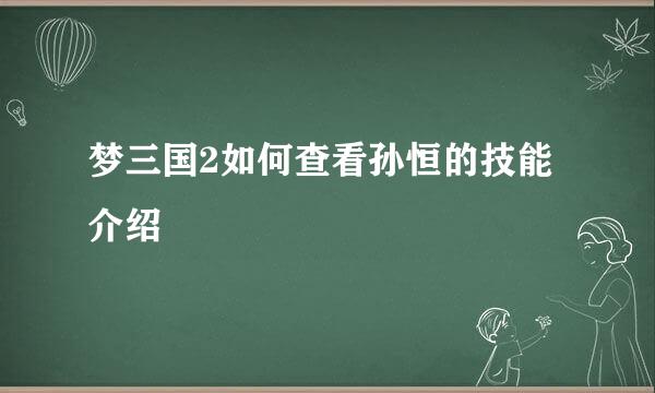梦三国2如何查看孙恒的技能介绍