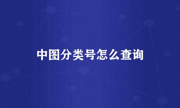 中图分类号怎么查询