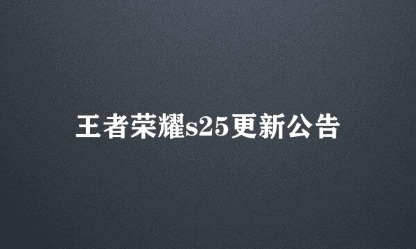 王者荣耀s25更新公告
