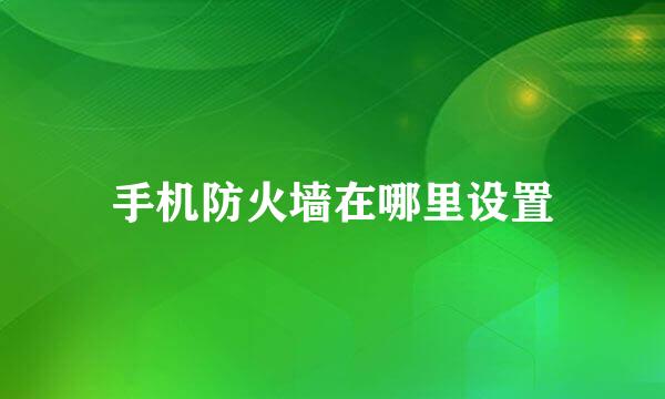 手机防火墙在哪里设置