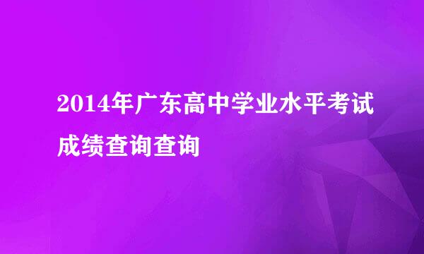 2014年广东高中学业水平考试成绩查询查询