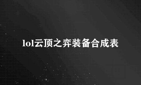 lol云顶之弈装备合成表