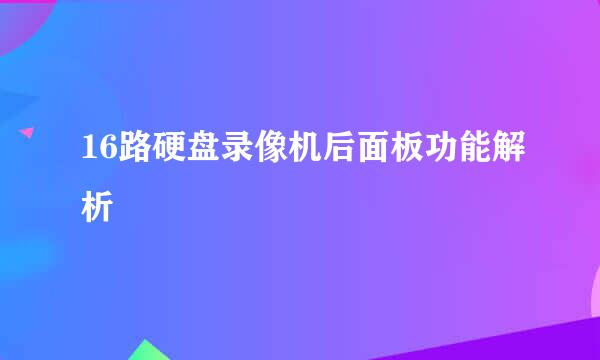 16路硬盘录像机后面板功能解析