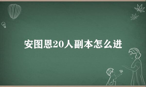安图恩20人副本怎么进