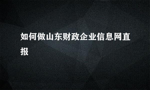 如何做山东财政企业信息网直报