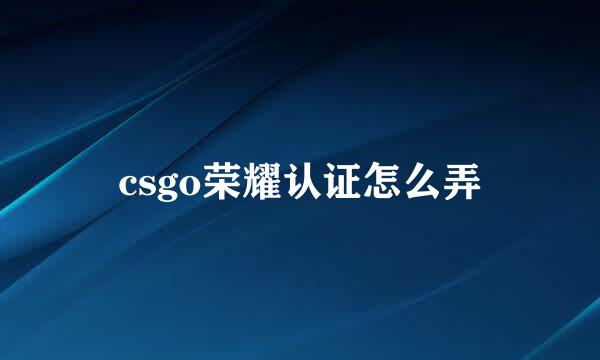 csgo荣耀认证怎么弄