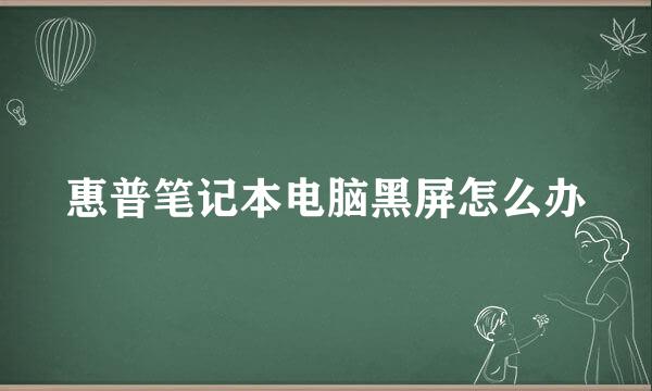 惠普笔记本电脑黑屏怎么办