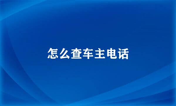 怎么查车主电话