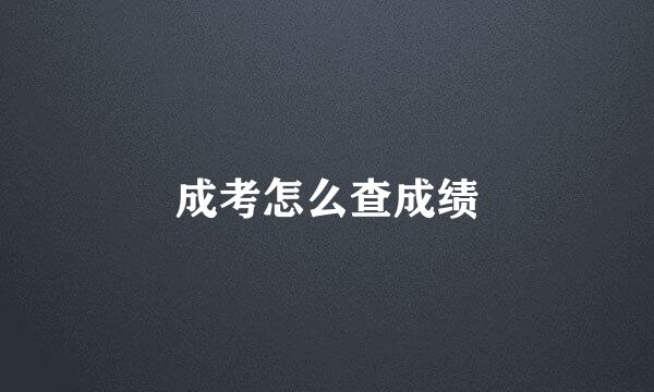 成考怎么查成绩