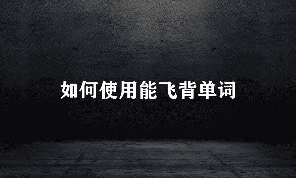 如何使用能飞背单词