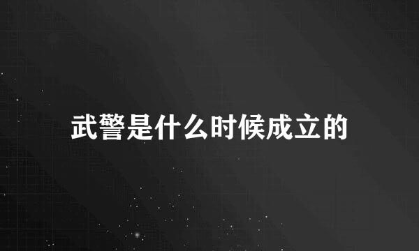 武警是什么时候成立的