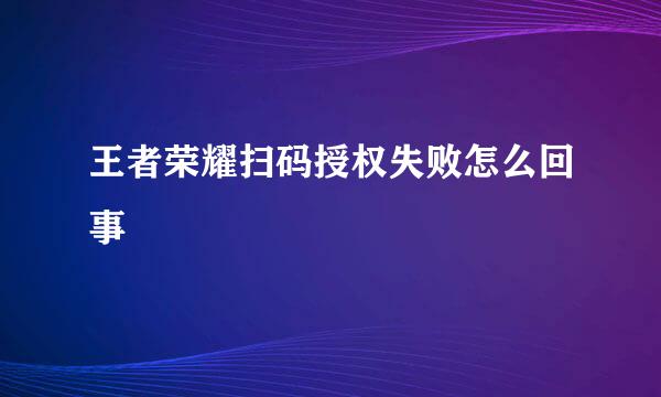 王者荣耀扫码授权失败怎么回事