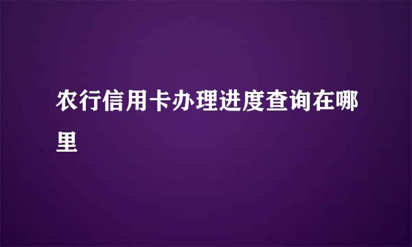 农行信用卡办理进度查询在哪里