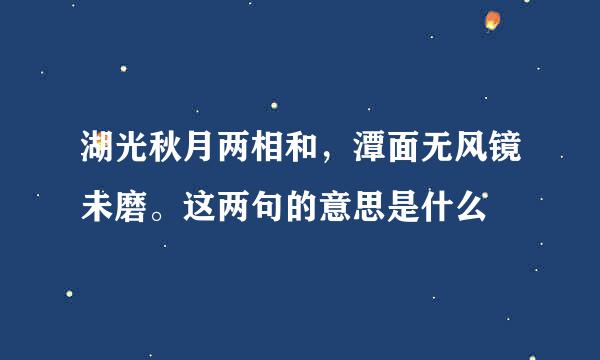 湖光秋月两相和，潭面无风镜未磨。这两句的意思是什么