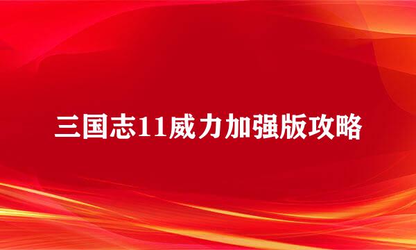 三国志11威力加强版攻略