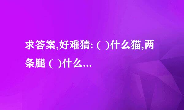 求答案,好难猜: ( )什么猫,两条腿 ( )什么猪,没有嘴。 ( )什么驴,没有毛。 (