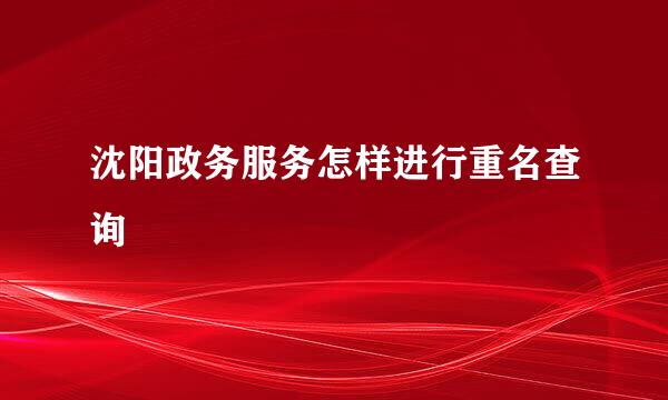 沈阳政务服务怎样进行重名查询