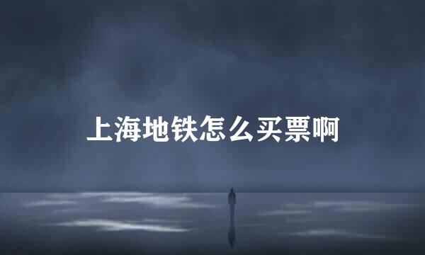 上海地铁怎么买票啊