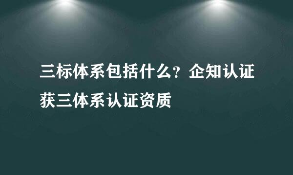 三标体系包括什么？企知认证获三体系认证资质