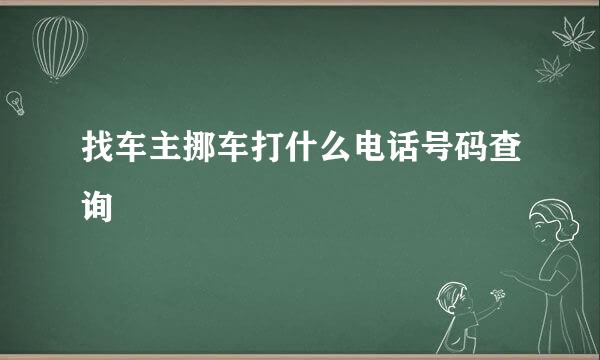 找车主挪车打什么电话号码查询