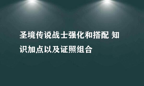 圣境传说战士强化和搭配 知识加点以及证照组合