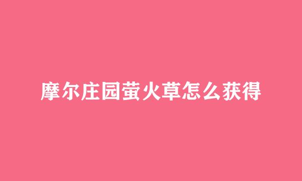 摩尔庄园萤火草怎么获得