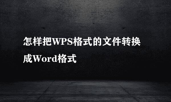 怎样把WPS格式的文件转换成Word格式