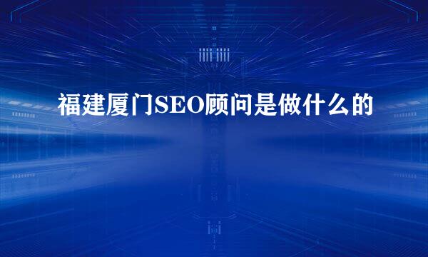 福建厦门SEO顾问是做什么的