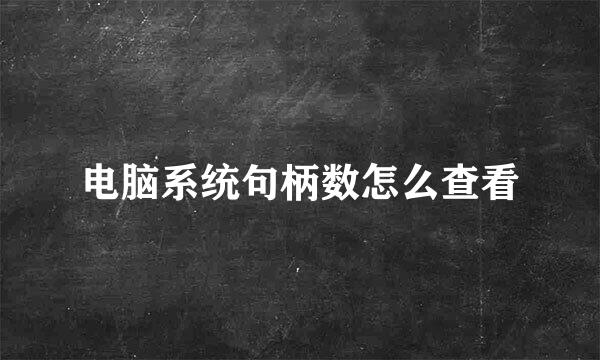 电脑系统句柄数怎么查看
