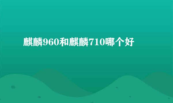 麒麟960和麒麟710哪个好