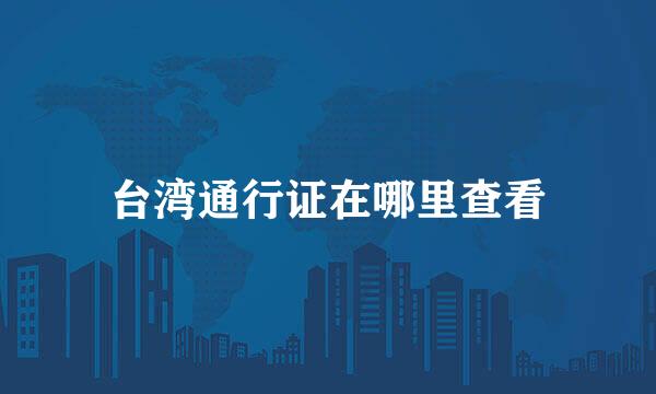 台湾通行证在哪里查看