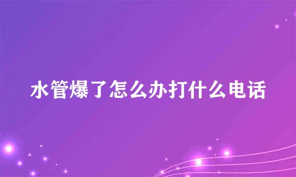 水管爆了怎么办打什么电话