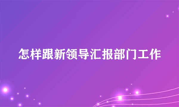 怎样跟新领导汇报部门工作