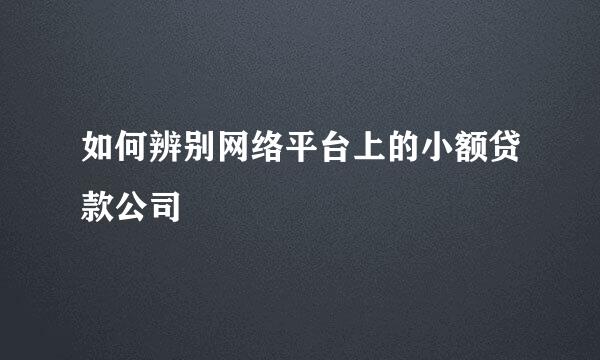 如何辨别网络平台上的小额贷款公司
