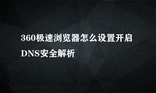 360极速浏览器怎么设置开启DNS安全解析