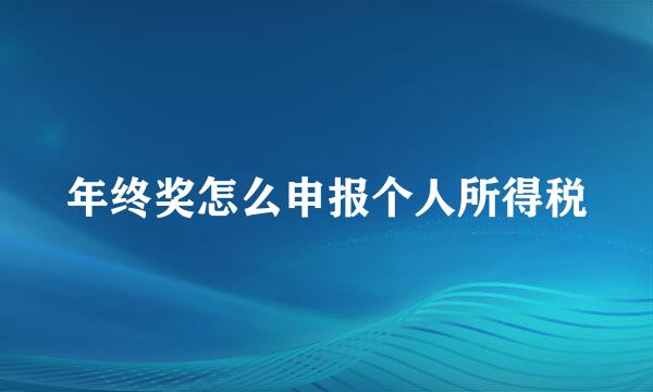 年终奖怎么申报个人所得税