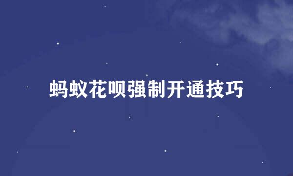 蚂蚁花呗强制开通技巧