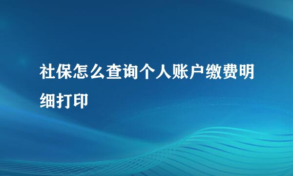 社保怎么查询个人账户缴费明细打印