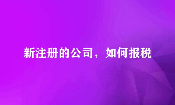 新注册的公司，如何报税