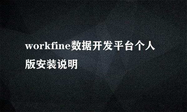 workfine数据开发平台个人版安装说明