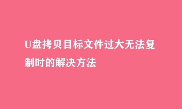 U盘拷贝目标文件过大无法复制时的解决方法