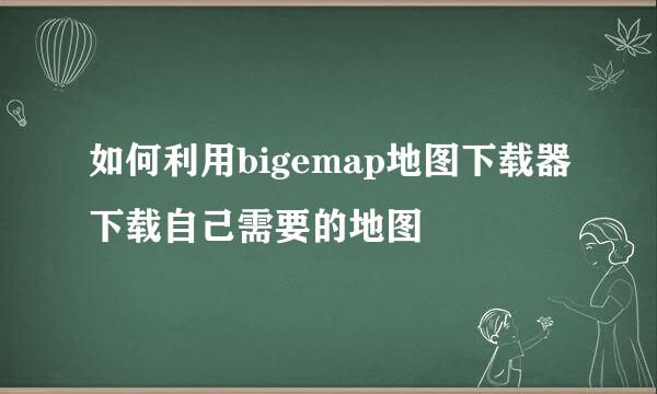 如何利用bigemap地图下载器下载自己需要的地图