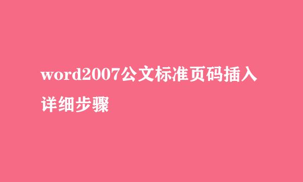 word2007公文标准页码插入详细步骤