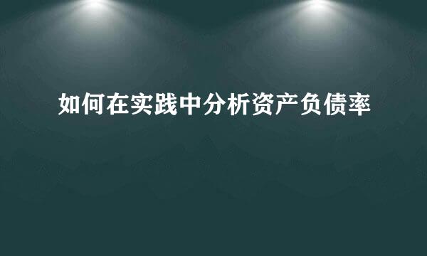如何在实践中分析资产负债率