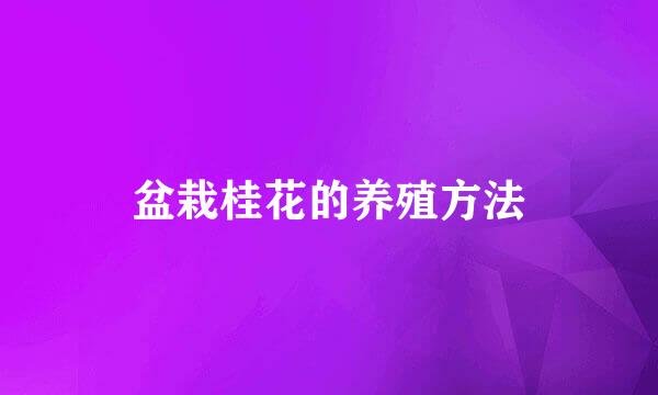 盆栽桂花的养殖方法