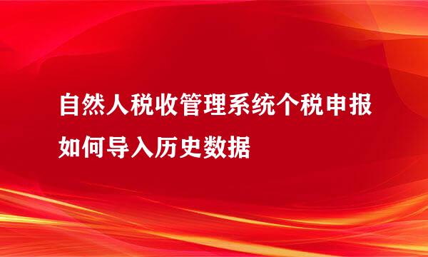 自然人税收管理系统个税申报如何导入历史数据