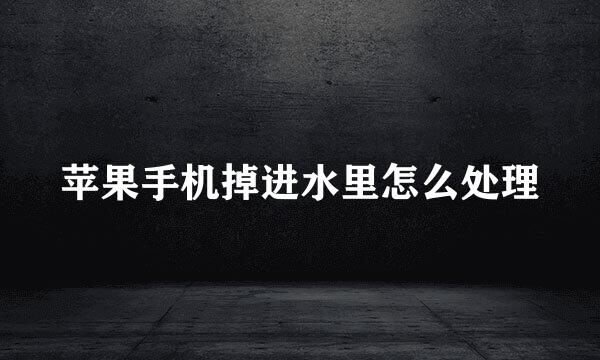 苹果手机掉进水里怎么处理