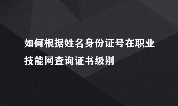 如何根据姓名身份证号在职业技能网查询证书级别
