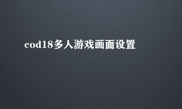 cod18多人游戏画面设置