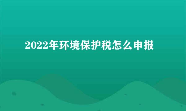 2022年环境保护税怎么申报